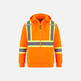 Sweat à capuche haute visibilité orange de Canada Sportswear, vêtement de sécurité en molleton zippé pour une meilleure visibilité.
