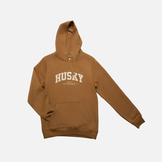 Sweat à capuche HUSKY L'Essentiel en couleur caramel, vêtement capuchon confortable et tendance pour homme ou femme.