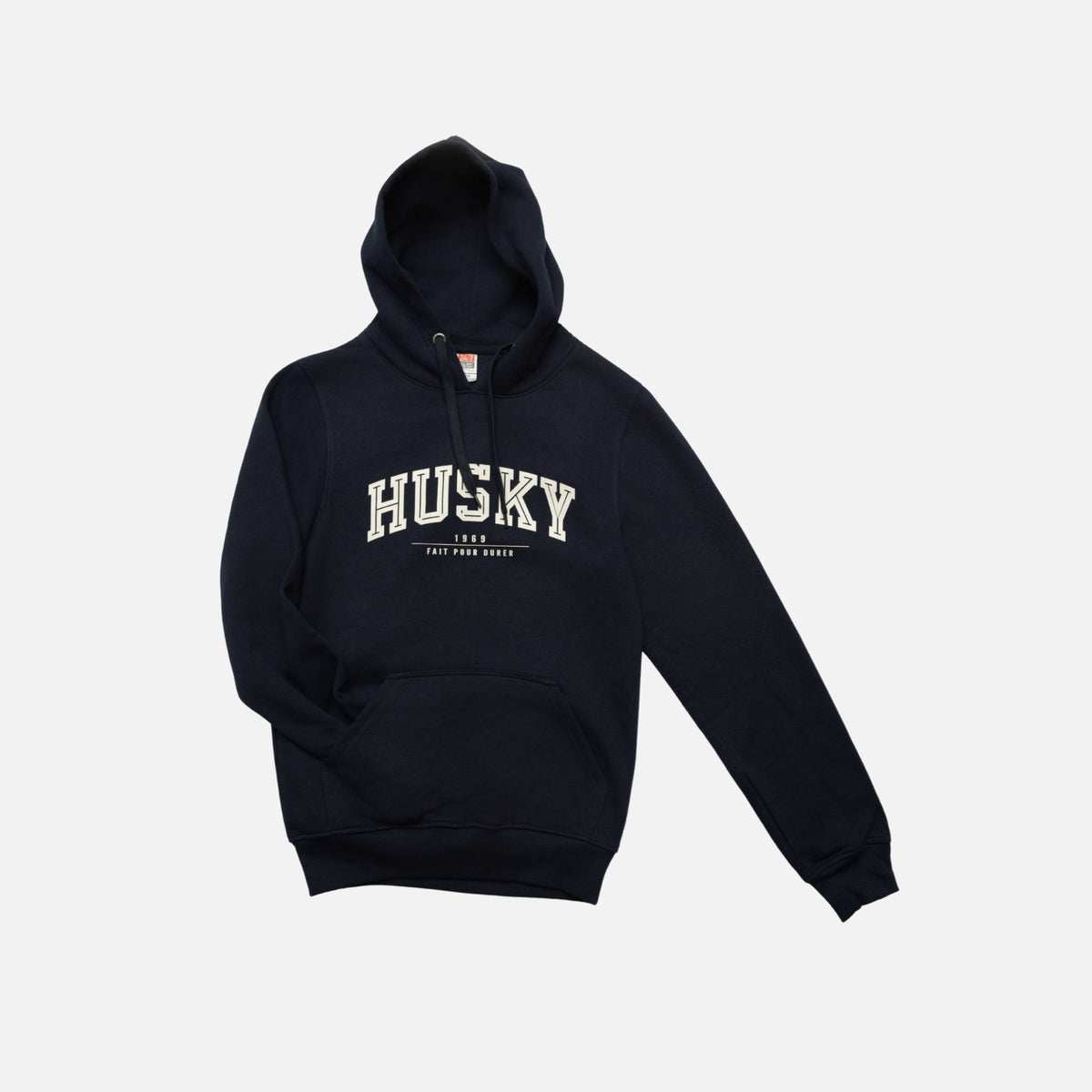 Sweat à capuche HUSKY L'Essentiel dans une teinte marine, vêtement à capuchon en coton doux avec logo discret.