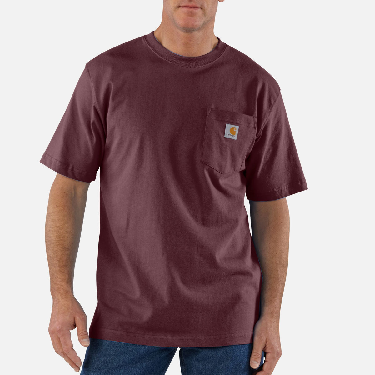 T-shirt manches courtes Carhartt en coton épais avec poche, vêtement décontracté pour homme, couleur neutre.