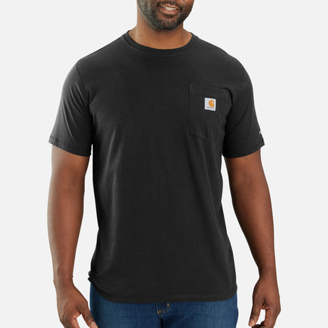 T-shirt-a-manches-courtes-Carhartt-106652-noir-devant-mannequin