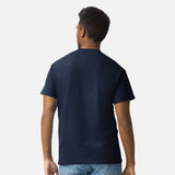 T-shirt en coton prérétréci Gildan 2000 à manches courtes, unisexe, couleur marine, tissu durable et tenue classique.