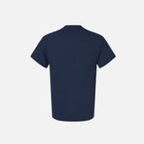 T-shirt unisexe en coton prérétréci Gildan 2000 bleu marine, manches courtes, tenue classique et robuste.
