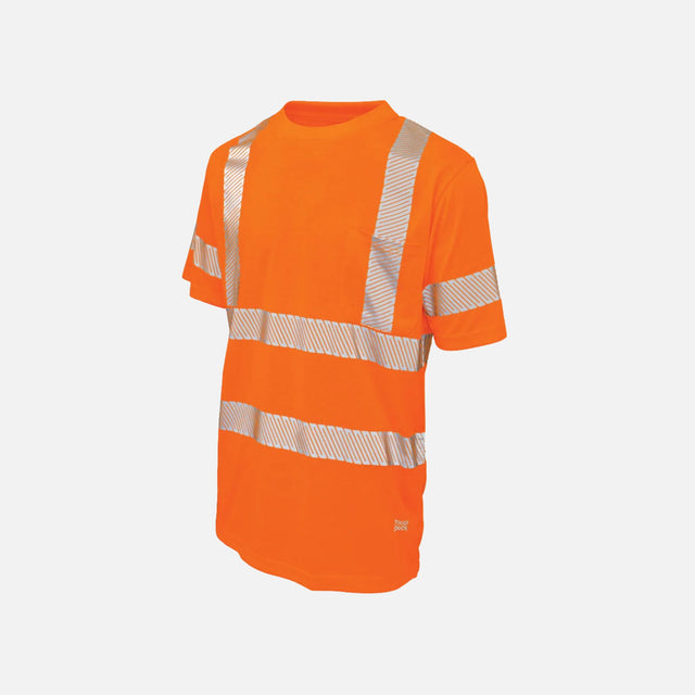 T-shirt de sécurité haute visibilité orange à manches courtes de la marque Tough Duck, vêtements de sécurité robustes