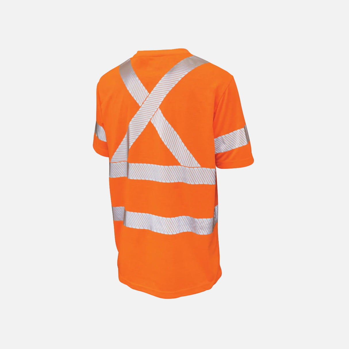 T-shirt de sécurité haute visibilité orange à manches courtes de la marque Tough Duck, parfait pour le travail en extérieur.