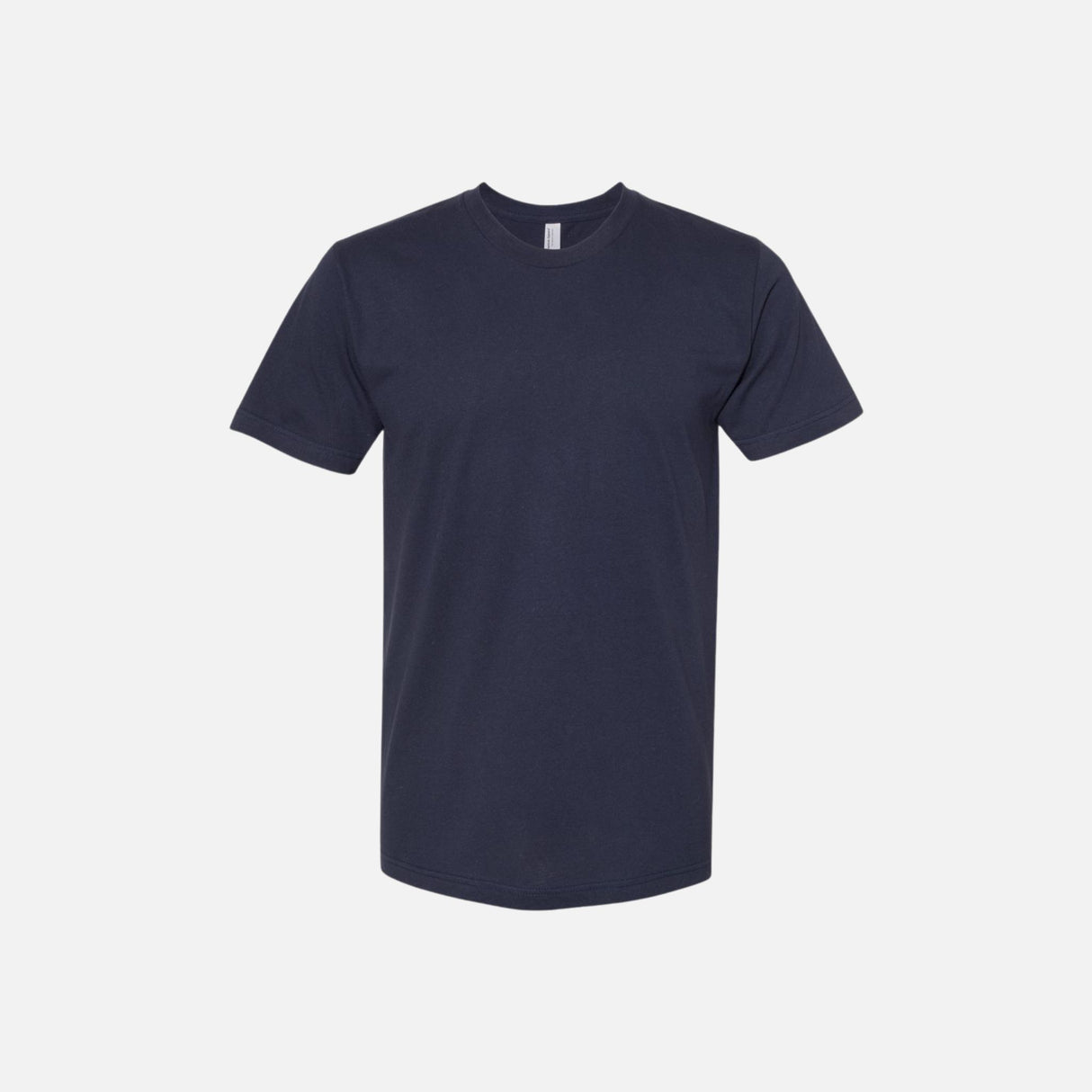 T-shirt unisexe en coton peigné de marque American Apparel, manches courtes, couleur marine, coupe structurée.
