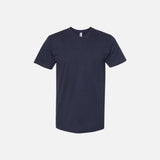 T-shirt unisexe en coton peigné de marque American Apparel, manches courtes, couleur marine, coupe structurée.