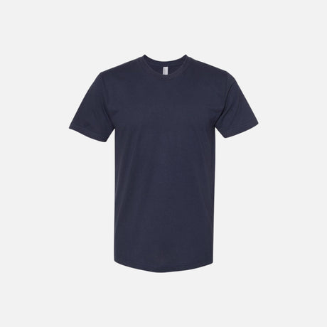T-shirt unisexe en coton peigné de marque American Apparel, manches courtes, couleur marine, coupe structurée.