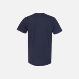 T-shirt unisexe en coton peigné américain Apparel, manches courtes, couleur marine, coupe structurée et douce.