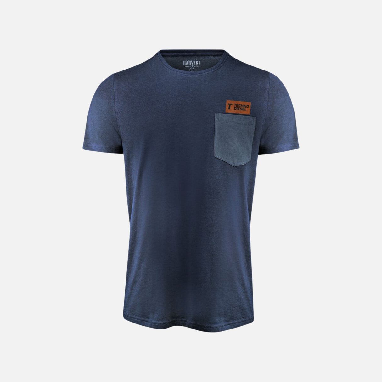 T-shirt bicolore pour homme James Harvest, manches courtes, en tissu marine et gris clair, style décontracté.