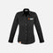 Chemise manches longues pour femme de la marque Biz, tissu noir avec broderie, vêtement élégant et confortable.
