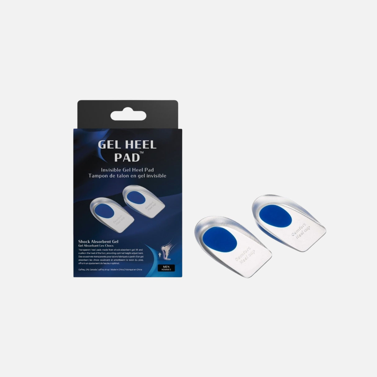Tampon talonniers en gel bleu de la marque J. Audet JR, accessoire pour amorti ciblé et confort accru des semelles.