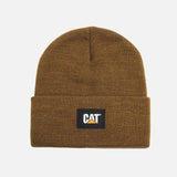 Tuque à revers Caterpillar brun, accessoire chaud et confortable pour l'hiver, avec doublure douce et style décontracté.