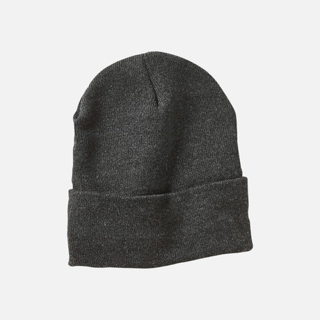 Tuque à revers doublée en polaire Sportsman, en laine acrylique charbon, adaptée pour le froid et les activités extérieures.