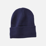 Tuque à revers doublée en polaire Sportsman, en tissu acrylique marine, adaptée pour le froid, style confortable et chaud.