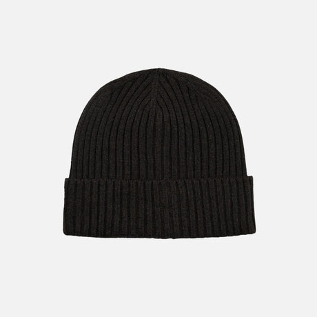 Tuque côtelé à revers noire de DML Creation, vêtement chaud et tendance, avec rebord côtelé ouvert.