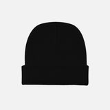 Tuque gaufrée noire avec revers de DML Creation, vêtement d'hiver en tissu chaud et confortable.