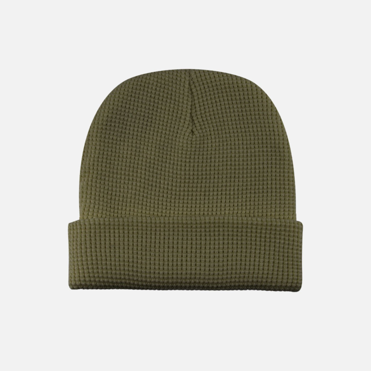 Tuque gaufrée avec revers verte de DML Creation, vêtement chaud et élégant pour l'hiver, en matière douce et texturée.