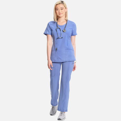 Uniforme-col-rond-Cherokee-2624A-bleu-ciel-mannequin