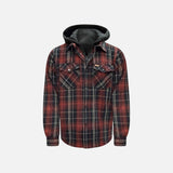 Veste matelassée en flanelle à carreaux avec capuchon WRTK, idéale pour chaud et style robuste.
