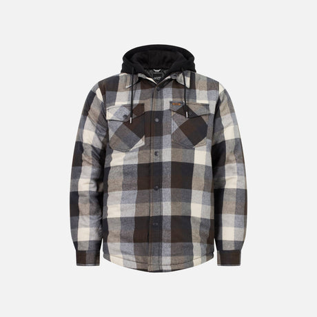 Veste matelassée en flanelle à carreaux avec capuchon WRTK, vêtement chaud et élégant pour l'hiver.