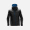 Veste matelassée pour homme Stormtech Gravity en noir et bleu, vêtement d'extérieur chaud et élégant pour l'hiver.