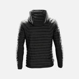 Veste matelassée pour homme Stormtech Gravity en noir et bleu, vêtement chaud et léger pour l'hiver.