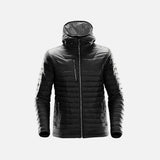 Veste matelassée pour homme Gravity de Stormtech, manteau noir et gris avec fermeture éclair, style chaud et élégant.