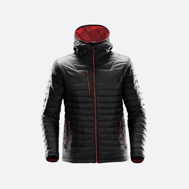 Veste matelassée pour homme Stormtech Gravity, manteau noir et rouge, vêtement d'hiver chaud et léger.