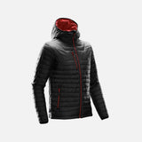Veste matelassée pour homme Stormtech Gravity en noir et rouge, vêtement chaud et élégant pour l'hiver.