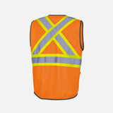 Veste haute visibilité orange avec fermeture éclair, vêtement de sécurité Surewerx pour une meilleure visibilité et confort.