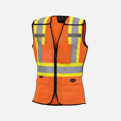 Veste haute visibilité pour femme Surewerx, orange, détachable, respirante, vêtement de sécurité pour femmes.