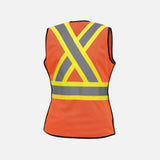 Veste haute visibilité pour femme Surewerx, orange, détachable, respirante, vêtement de sécurité avec bandes réfléchissantes.