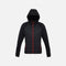 Veste zippée pour femme Biz J515L, en noir et rouge, vêtement à capuche élégant et décontracté.