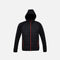 Veste zippée pour homme Biz J515M noir et rouge, vêtement avec capuche, style décontracté et moderne.